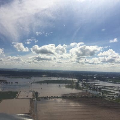 Floodwaters inundate cropping country near Forbes in Central West NSW.