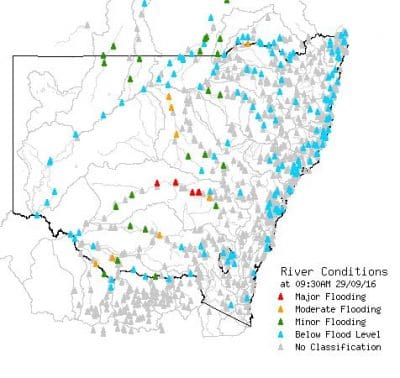 Flood ratings for NSW rivers. Source: BOM