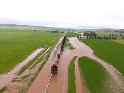 Crops under water near Spalding in the Clare Valley.