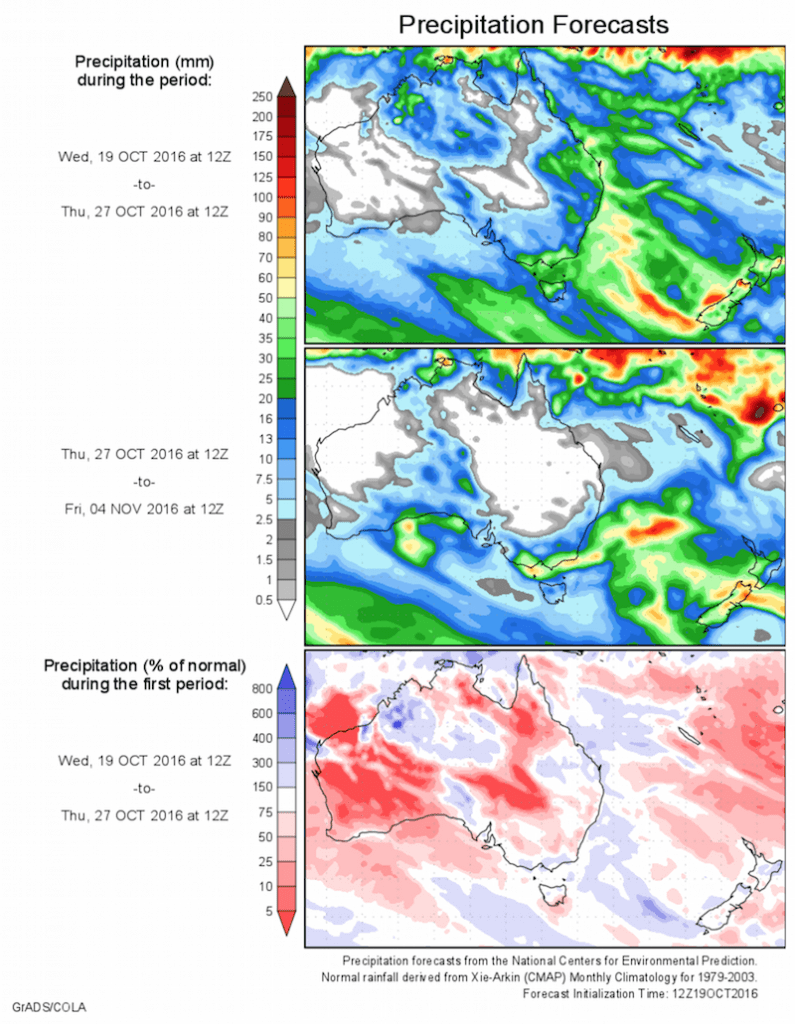 14 day rain outlook + soil moisture maps, 12 Oct 2016 Grain Central