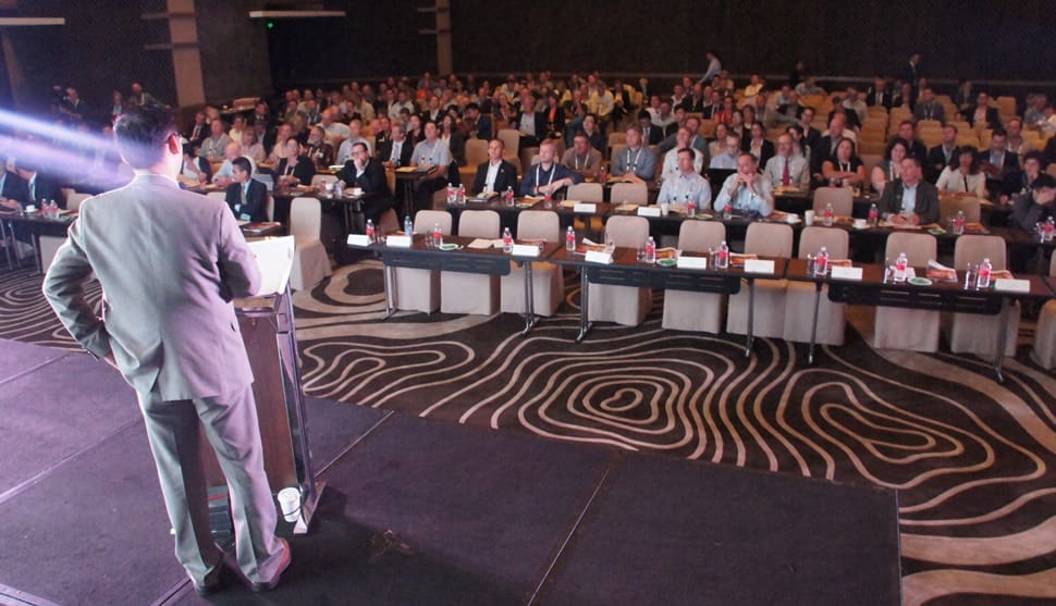 Speaker addressing delegates during TSBE's Access China conference in Shanghai last week 