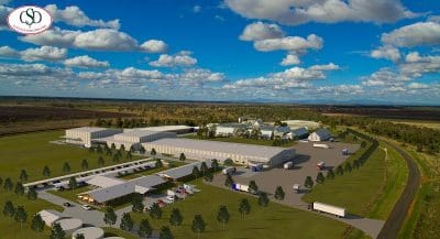 An artist’s impression of the completed Cotton Seed Distributors redevelopment. At the back of the complex are the existing buildings.
