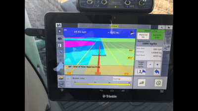 GPS screen showing the different colours representing different lime rates.