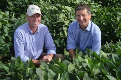 GRDC board chairman and Goondiwindi grain grower, John Woods, with USQ Institute for Agriculture and the Environment executive director, Professor Steve Raine.